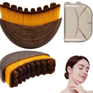 Nouvelle brosse de <span class=keywords><strong>maquillage</strong></span> professionnelle de haute qualité 2026, en poils synthétiques doux et vegan, pour le contour du visage et le drainage lymphatique, avec manche en noyer - Product Image 4