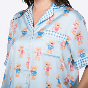 Logotipo personalizado al por mayor de las mujeres de verano de oso de impresión Loungewear Pijamas Pantalones cortos para las mujeres Conjuntos Fabricantes - Product Image 5