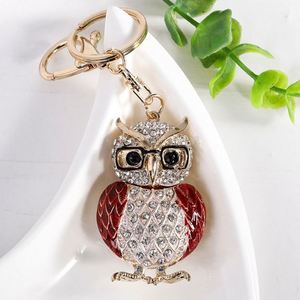 Bán Buôn Màu Tinh Thể Lấp Lánh Rhinestone Long Lanh Owl Keyring Vàng Kim Loại Xe Keychain Quyến Rũ Đồ Trang Sức Dễ Thương Owl Keychain Bling - Product Image 4