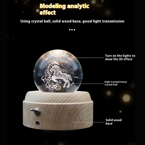 OEM tùy chỉnh nhà máy ánh sáng âm nhạc hộp đầu giường bầu không khí ánh sáng ban đêm bằng gỗ cơ sở sáng xoay pha lê Plug-in pin - Product Image 4