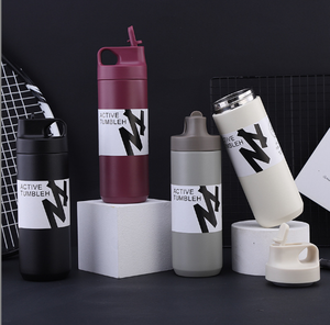 550毫升学校无双酚a保温水瓶，带吸管，不锈钢运动水杯烧瓶宽口旅行保温杯 - Product Image 2