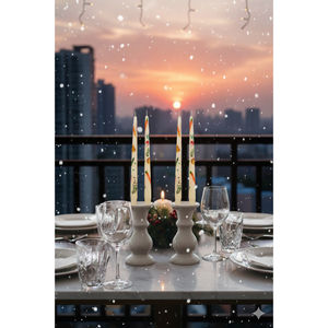 Hand-Painted WAXWARE Decorative Taper <b>Candles</b> Botanical & Festive Christmas Design (<b>Set</b> of 4) - Product Image 1