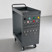 Chariot à outils en acier thermolaqué avec panneau perforé, chariot utilitaire à roulettes pour le rangement en atelier