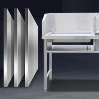 Meja Kerja Dapur Komersial Pembersih Ikan Bahan Stainless Steel Berkualitas Terbaik Dengan Wastafel