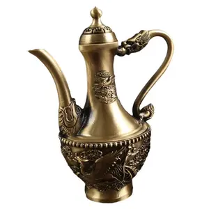 Brass Dragon Phoenix Chengxiang wine pot copper arts and crafts decoration pure copper Baifuku wine pot retro bronze