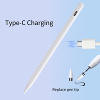 Stylet capacitif actif en alliage d'aluminium avec interrupteur tactile double-clic, pointe remplaçable pour la plupart des mobiles/tablettes Android/iOS
