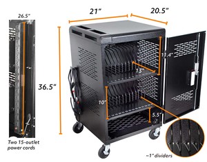 Gabinete de Carga Móvil con 30 Compartimentos, Regleta de Alimentación de CA para Tablets en el Aula, Carro de Carga para Laptops - Product Image 5
