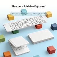 Keyboard Mini Ultra Tipis Lipat Nirkabel BT Isi Ulang Portabel Ukuran Penuh Mendukung 3 Perangkat Tablet Ponsel