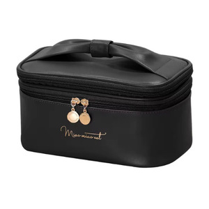 Sac de maquillage Simple haut de gamme en PU avec fermeture à glissière nouveau Logo à la mode étanche pour le stockage de soins de la peau de toilette étui pratique pour rouge à lèvres - Product Image 2