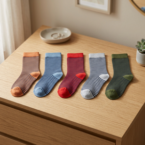Chaussettes courtes pour enfants en coton peigné, couleur unie, style macaron, double aiguille, pour garçons et filles, collection printemps-automne - Product Image 3