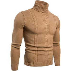 Men Cable Knit <b>Turtleneck</b> <b>Sweater</b> Long Sleeve Ribbed Warm Casual Winter Pullover Knitwear Wholesale Manufacturer - Product Image 1