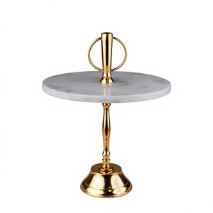 Fancy <b>Marble</b> & Wood Eco-Friendly Circular Tray Wedding <b>Cake</b> <b>Stand</b> with Natural <b>Marble</b> Design for Dessert Display - Product Image 1