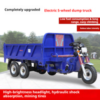 Camion benne électrique à cinq roues pour le transport agricole, moto cargo, levage hydraulique, double essieu, double entraînem
