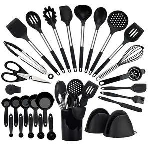 Nhà bếp đồ dùng Set 28 cái Silicone nấu ăn Set thép không gỉ xử lý Silicone thìa Set với Whisk tong