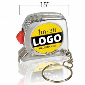 3ft <b>Mini</b> Tape Measure Keychain Retractable Steel Ruler Imperial Metric Dual <b>Scale</b> Pocket Tool for US Promotional Gift Bulk - Product Image 1