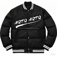 AQTQ-Blouson Baseball Ultimate multicolore noir imprimé de logo personnalisé brodé brillant, blouson bombardier d'hiver pour hommes