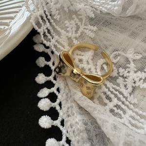 Bague papillon en argent pur S925, simple et élégante, style européen et américain, avec incrustation, plaqué or 18 carats, vente en gros - Product Image 5