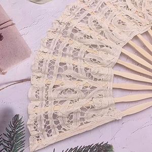 Abanico de Encaje para Mujer, Elegante Abanico de Algodón Hecho a Mano, Abanico Vintage Retro con Varillas de Bambú y Borlas de Seda para Boda - Product Image 5