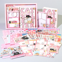Kit de Scrapbooking con Temática de Gatos, Cuaderno A6 con Cuadrícula, Set de Papelería Kawaii, Suministros para Diario, Manualidades, Regalo para Niñas, Año Nuevo