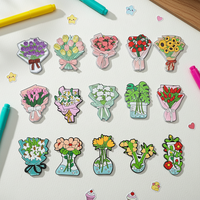 Magnet Kulkas Buket Bunga Akrilik 15 Model Tahan Air Multi Warna Magnet Kulkas Bunga Dekorasi Rumah Kantor Dapur Lucu