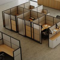 Modular Office Workstation with Glass Partitions and Cable Management Meets the Collaborative Needs