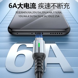 Cable de datos de carga rápida Dual Tipo C 240W, trenzado, 1M 2M 3M, para Android, Huawei, Vivo, portátiles, con luz LED - Product Image 4