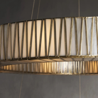 Lustre rond à LED réglable en hauteur à 2 niveaux Jeunet, design ARHAUS en verre de luxe, pour villa, hôtel, salon