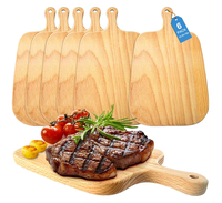 Planche à pizza en bois de hêtre, lot de 6, planche à servir en bois pour steak avec poignée pour la présentation des aliments en cuisine