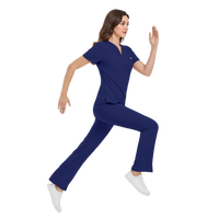 42389 Baju Kerja Wanita Bahan Spandex Polyester Elastis Model Scrubs untuk Kantor, Pakaian Kerja Wanita Bahan Polyester Berkualitas Tinggi