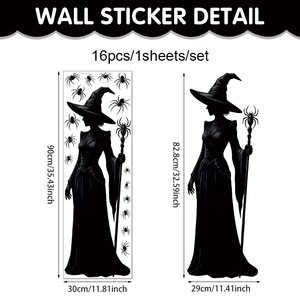 Pegatinas de PVC para Ventanas de Halloween con Diseño de Bruja, Decoraciones Espeluznantes para el Hogar, Adhesivos Estáticos para Vidrio - Product Image 4