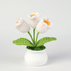 Pot en crochet fait main avec trois fleurs <span class=keywords><strong>de</strong></span> muguet miniatures en tricot pour petite amie, cadeau <span class=keywords><strong>de</strong></span> Saint-Valentin, cadeau <span class=keywords><strong>de</strong></span> remise <span class=keywords><strong>de</strong></span> diplôme - Product Image 4