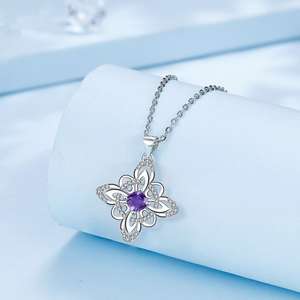 Haute qualité étanche en gros élégant argent plaqué pendentif bijoux améthyste cristal collier floral pour un usage quotidien - Product Image 2