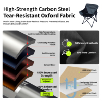 Chaise de camping ergonomique bicolore avec tube en acier au carbone robuste pliable, organiseur latéral pratique, prête pour les repas en extérieur et la pêche