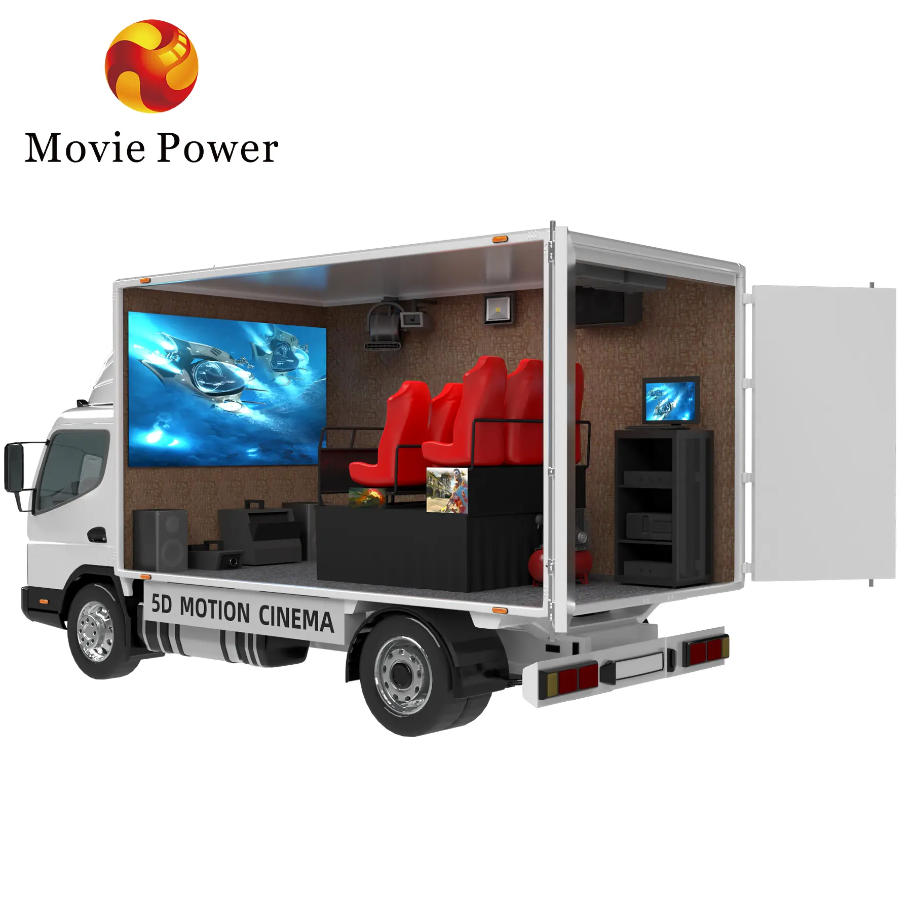 12D di động ngoài trời xe tải điện ảnh ghế thiết bị giải trí chuyển động Ghế di động 5D 7D 12D Cinema Trailer để bán