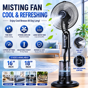 16-Inch AC Motor Portable Pedestal Stand Fan With <b>Light</b> Powered Mobile Vertical Spray for Outdoor Household Use Strong Wind Deli - Product Image 1