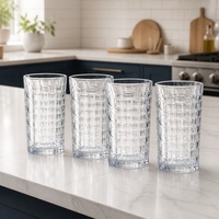 Verre à eau en verre de 340 ml avec motif de glaçons, verre blanc de haute qualité, vente en gros de verrerie, fournitures pour restaurants, verrerie pour hôtels, sans BPA