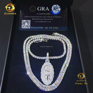 ユニークなデザインアイスアウト火の宗教的なジュエリーヒップホップペンダント925シルバーVVS1 Moissaniteダイヤモンドイエスペンダントチェーンセット - Product Image 5