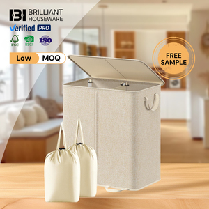 Cesta de ropa de lona con logotipo personalizado BH, cesto de almacenamiento de ropa sucia, cesta plegable con asas para habitación de niños - Product Image 1