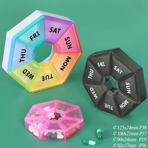 SUNSHING Rotating Pill Organizer Personalized Snapshut Pill Case <b>7</b> Day Travel Supplement Dispenser Vitamins Storage Container - Product Image 3