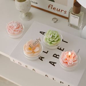 Velas Aromáticas de Suculentas Simuladas Hechas a Mano, Regalos de Cumpleaños al por Mayor, Vaso de Vidrio con Forma de Rosa, Decoración Creativa - Product Image 3