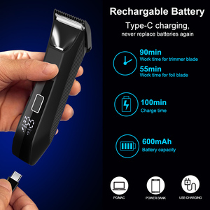 Afeitadora eléctrica resistente al agua <span class=keywords><strong>para</strong></span> el cuerpo, afeitadora de pelo recargable <span class=keywords><strong>para</strong></span> hombres con LED - Product Image 6