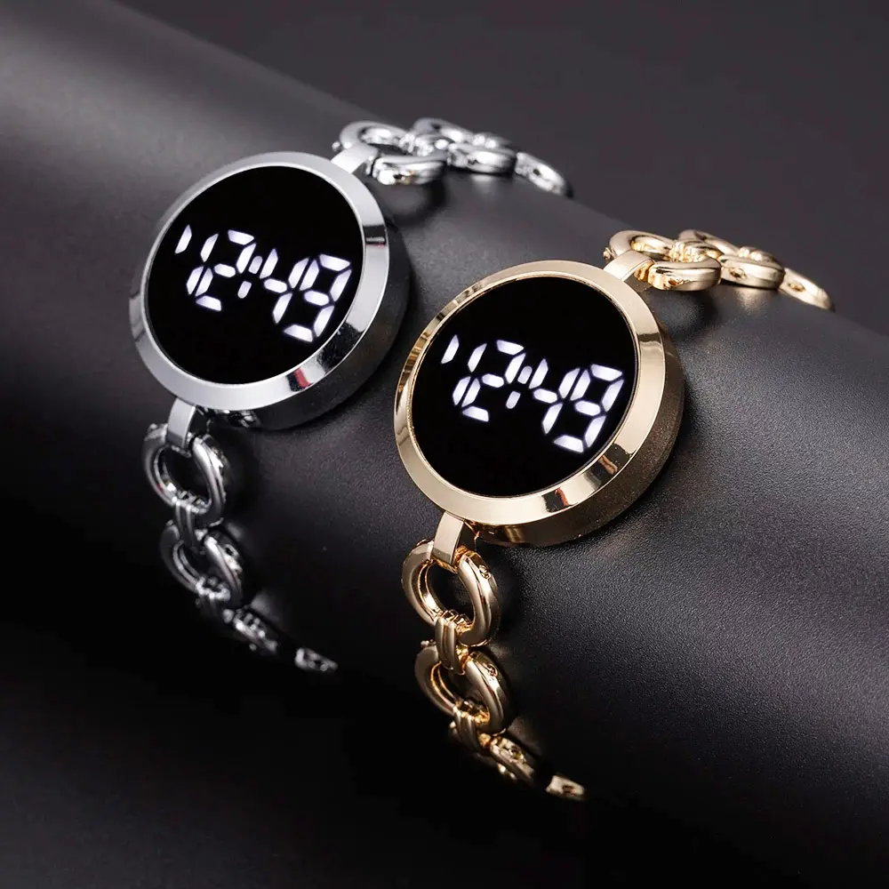 Latest Ladies Beauty Jewelry Watch For Ladies Women Metal Chain Dress Electronic Watches Gold Bracelet Watches