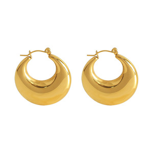 Pendientes de Aro con Forma de Luna, Aleación de Zinc Dorada, Diseño Minimalista, Joyería de Moda para Mujer - Product Image 5