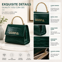 Sac à main pour femme GORFIA en cuir PU gaufré crocodile avec poignée chaîne dorée, sac bandoulière disponible en 5 couleurs
