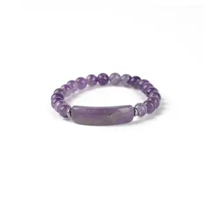 top sellers 2024 wholesale fashion jewelry 8mm simple natural stone stretch beaded bracelet amethyst bracelet