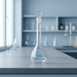 BIOLAB 5000 mL Fiole volumétrique à col long en verre borosilicaté avec bouchon pour solutions chimiques - Product Image 3
