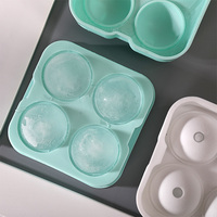 Moule à glaçons sphériques 4 cavités avec trou de remplissage, démoulage facile, empilable, en silicone sans BPA, réutilisable pour whisky, bourbon, cocktails