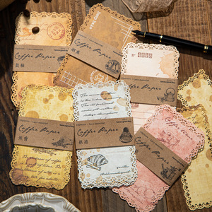 Lot de 10 feuilles de papier brun ajouré en dentelle, série vintage, pour fond de carte - Product Image 1