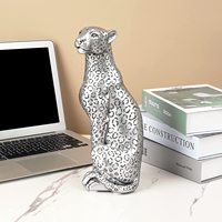 Statue de Cheetah en résine, grande Sculpture de léopard, décoration pour la maison et le bureau, en Or ou argent