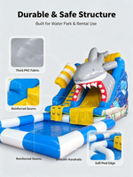 Tobogán Acuático Inflable 3D con Forma de Tiburón, Piscina de Aterrizaje, Temática Deportiva, PVC Ecológico para Uso Comercial, Equipo de Juegos Acuáticos para Patio Trasero